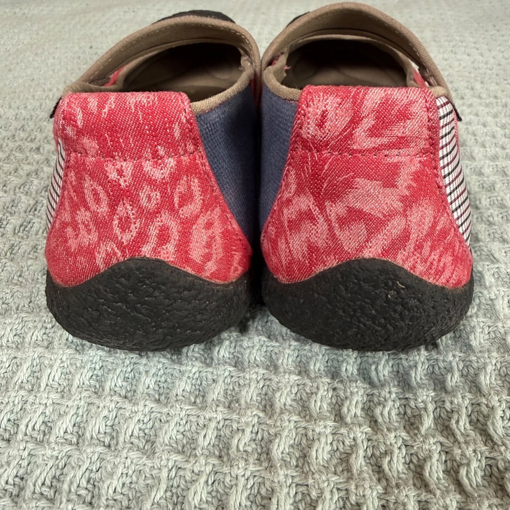 Keen Harvest Mary Jane Shoes Womens 8.5 Blue Pink Patchwork Plaid Slip On Comfy - Picture 4 of 9